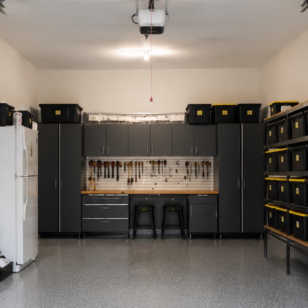 Clean, organized garage after transformation